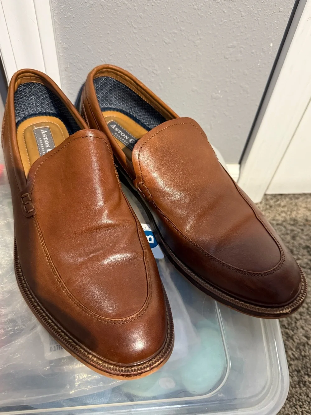 Aston Grey Men's Leather Salkin Venetian Loafers in a British tan / cognac brown
